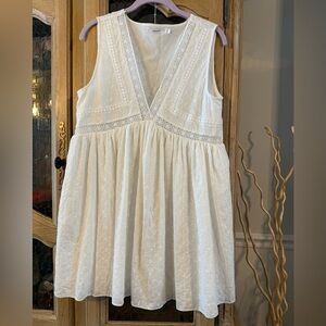 Cotton Elegant White Sleeveless Dress